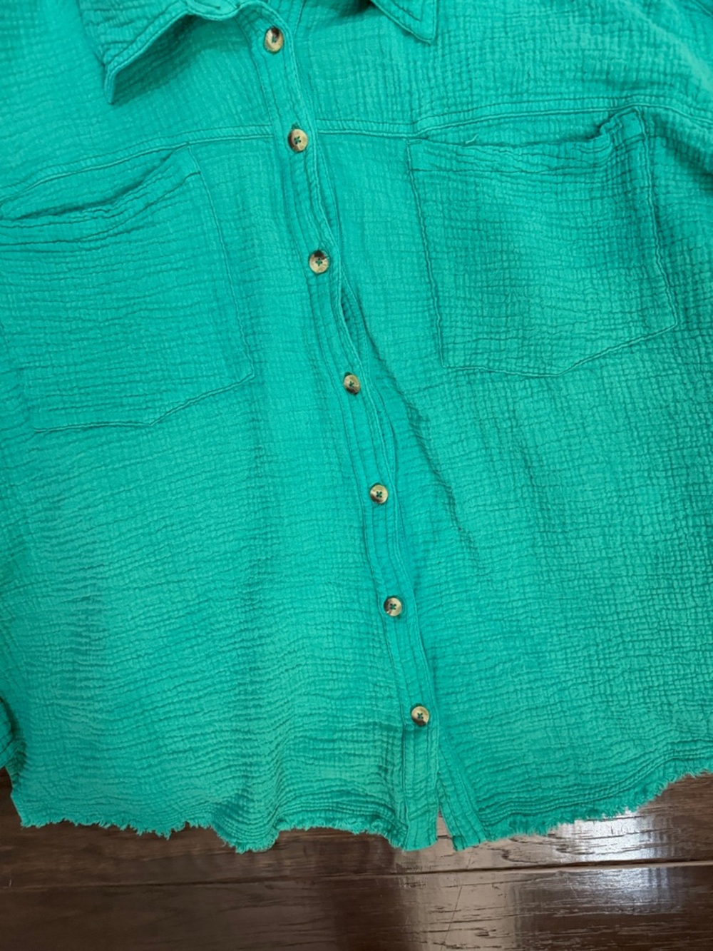 We The Free Teal Button-Up Gauze Shirt - Picture 4 of 16